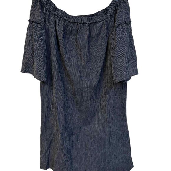 Madewell $98 off-the-shoulder bell-sleeve dress Size2 G3457 In Deep Navy - Picture 4 of 10